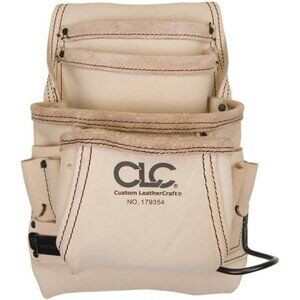Custom Leathercraft 179354 Carpenter's Nail and Tool Bag Top Grain, 10 Pocket